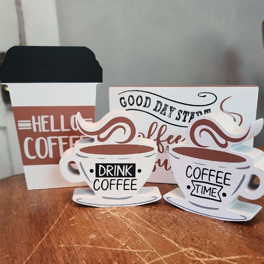 Inspirational 4 Pc. Wood Coffee Signs